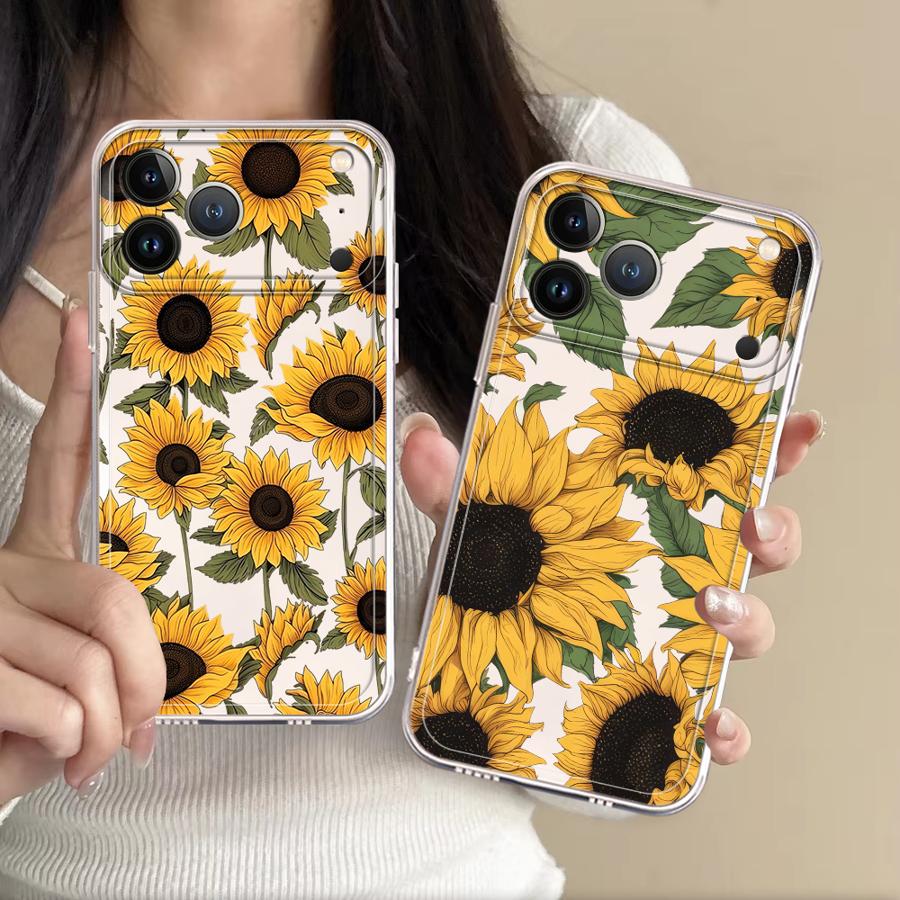 Phone Cases Iphone 17 Pro Max - Custodia Trasparente con Motivo Girasole Carino