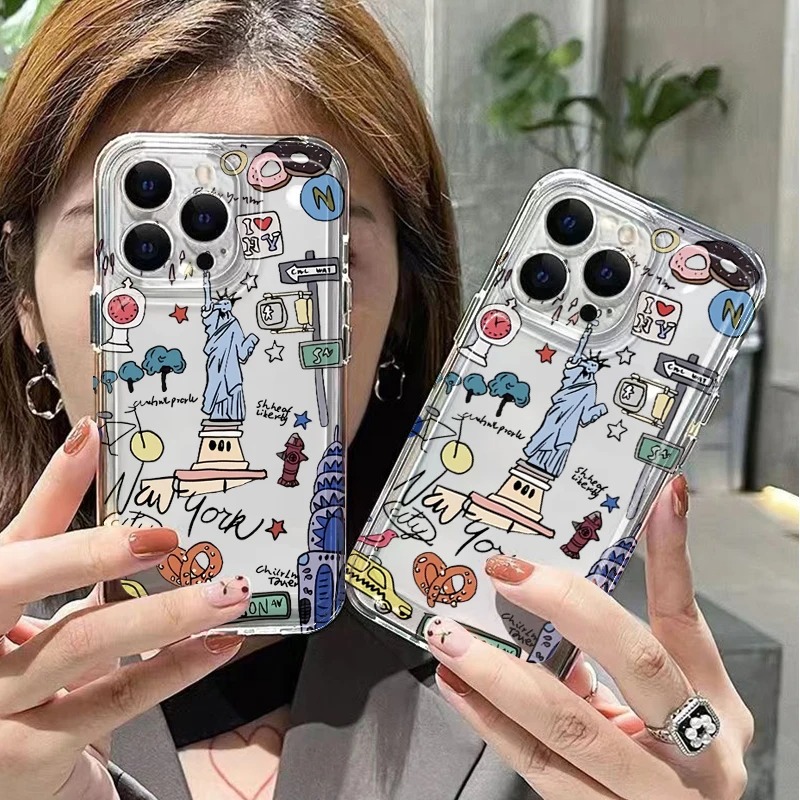 Phone Cases York - Custodia Morbida Trasparente con Doodle di