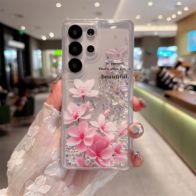 Silicone Liquid Case - Custodia Glitterata con Strass e Sabbie